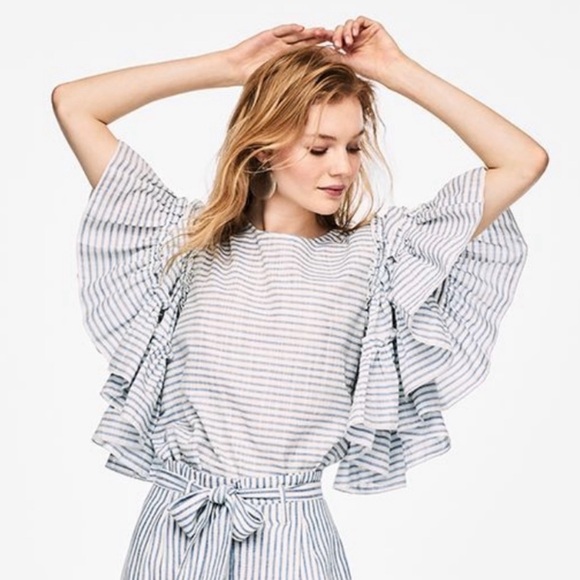 Who What Wear Tops - Who What Wear Blue and With Striped Top